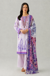Pink Printed Lawn 3PC Stitched Suit