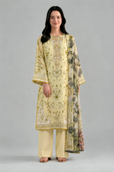 Yellow Printed Lawn 3PC Stitched Suit