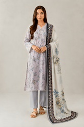 Ice Blue Printed Lawn 3PC Stitched Suit