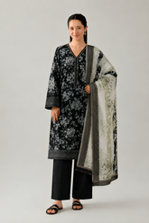 Black Printed Lawn 3PC Stitched Suit
