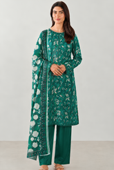 Emerald Green Printed Lawn 3PC Stitched Suit