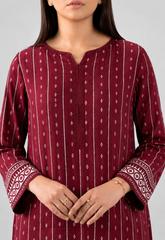 Maroon Printed Lawn 3PC Stitched Suit