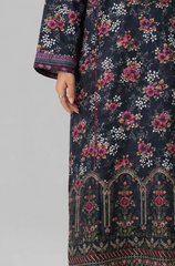 Embroidered Lawn 3PC Stitched Suit – Navy Blue