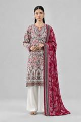 Embroidered Lawn 3PC Stitched Suit – Off White