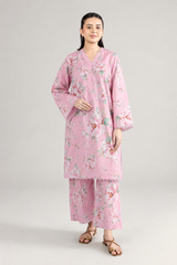 Pink Floral Printed Lawn 2PC Stitched Suit
