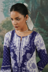 Blue Floral Printed Lawn 3PC Stitched Suit