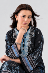 Black & Blue Printed Lawn 3PC Stitched Suit