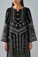 Black & Mustard Printed Lawn 3PC Stitched Suit