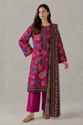 Magenta Printed Lawn 3PC Stitched Suit