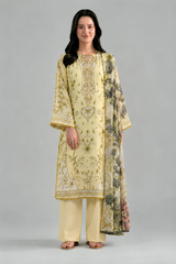 Yellow Printed Lawn 3PC Stitched Suit