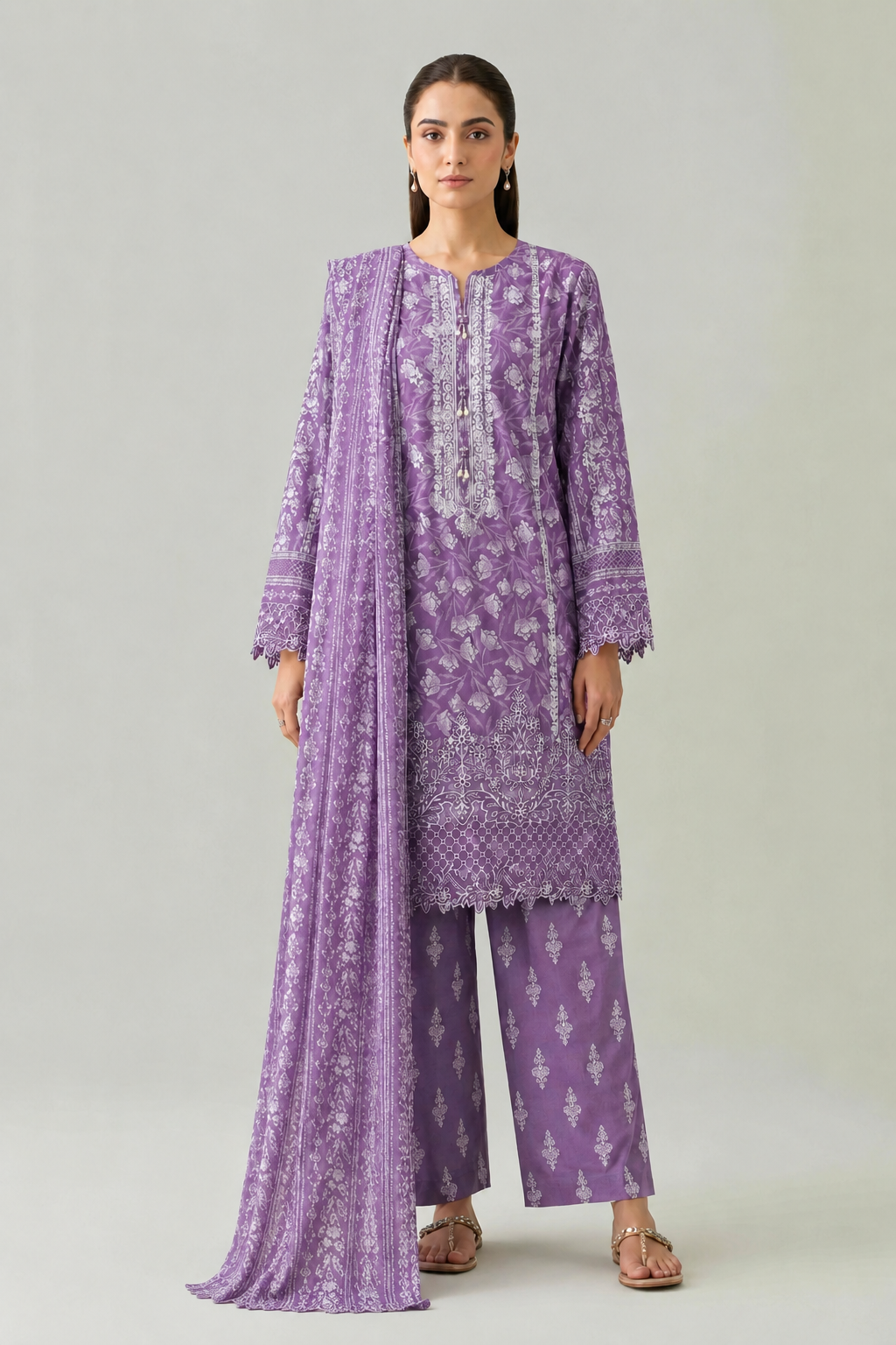 Embroidered Lawn 3PC Stitched Suit