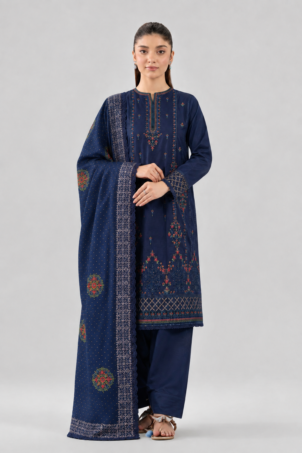 Embroidered Lawn 3PC Stitched Suit