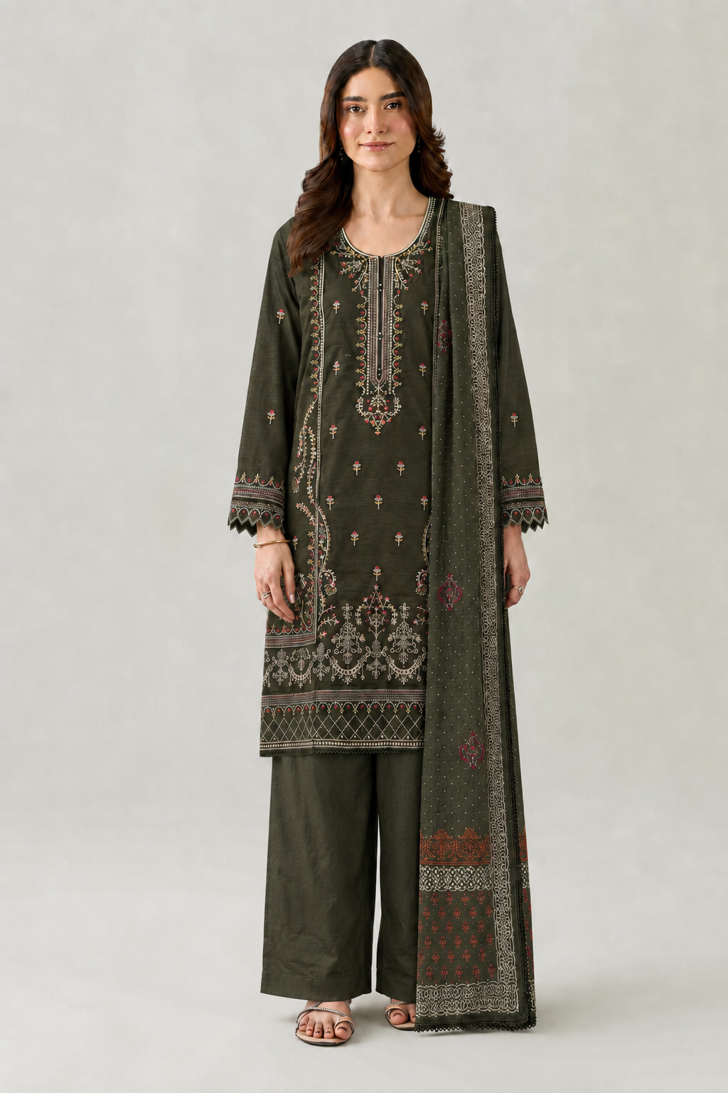 Embroidered Lawn 3PC Stitched Suit