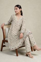Textured FROCK STYLE  3PCS EMBROIDERED