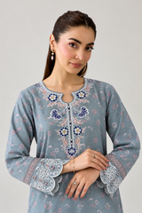 Ice Blue Embroidered Lawn 3PC Stitched Suit
