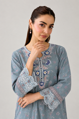 Ice Blue Embroidered Lawn 3PC Stitched Suit
