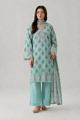 Mint Green Embroidered Lawn 3PC Stitched Suit