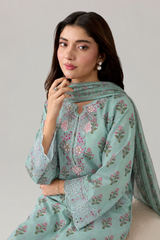 Mint Green Embroidered Lawn 3PC Stitched Suit