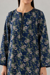 Navy Blue Printed Lawn 3PC Stitched Suit