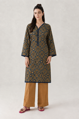 Mustard Printed Lawn 3PC Stitched Suit