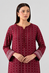 Maroon Printed Lawn 3PC Stitched Suit