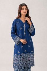 Royal Blue Embroidered Lawn 3PC Stitched Suit