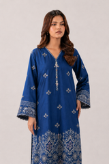 Royal Blue Embroidered Lawn 3PC Stitched Suit