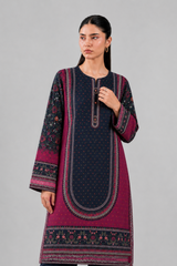Printed Lawn 3PC Stitched Suit – Navy Blue