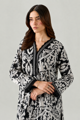 Embroidered Lawn 3PC Stitched Suit – Black