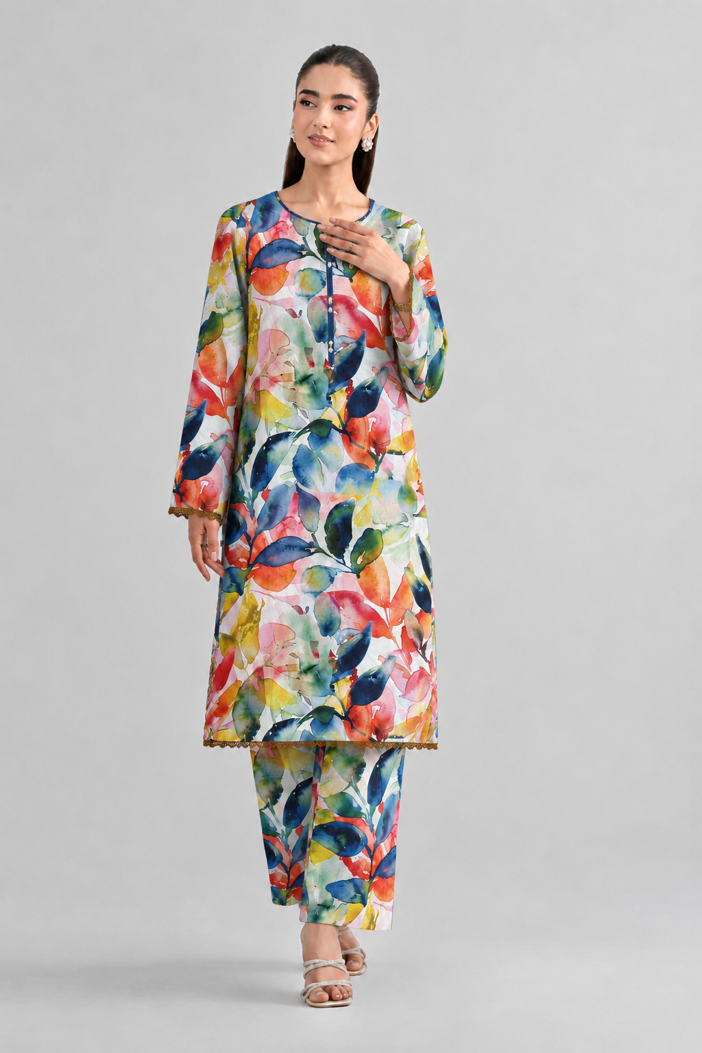Multicolor Floral Printed Lawn 2PC Stitched Suit