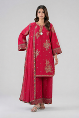Hot Pink Embroidered 3PC Stitched Suit