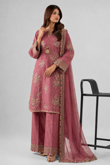 Dusty Rose Embroidered 3PC Stitched Suit