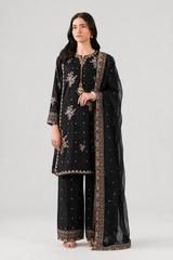 Black Luxury Embroidered 3PC Stitched Suit
