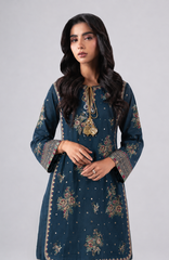 Teal Blue Embroidered 3PC Stitched Suit