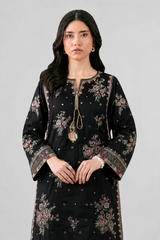 Black Luxury Embroidered 3PC Stitched Suit
