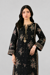 Black Luxury Embroidered 3PC Stitched Suit