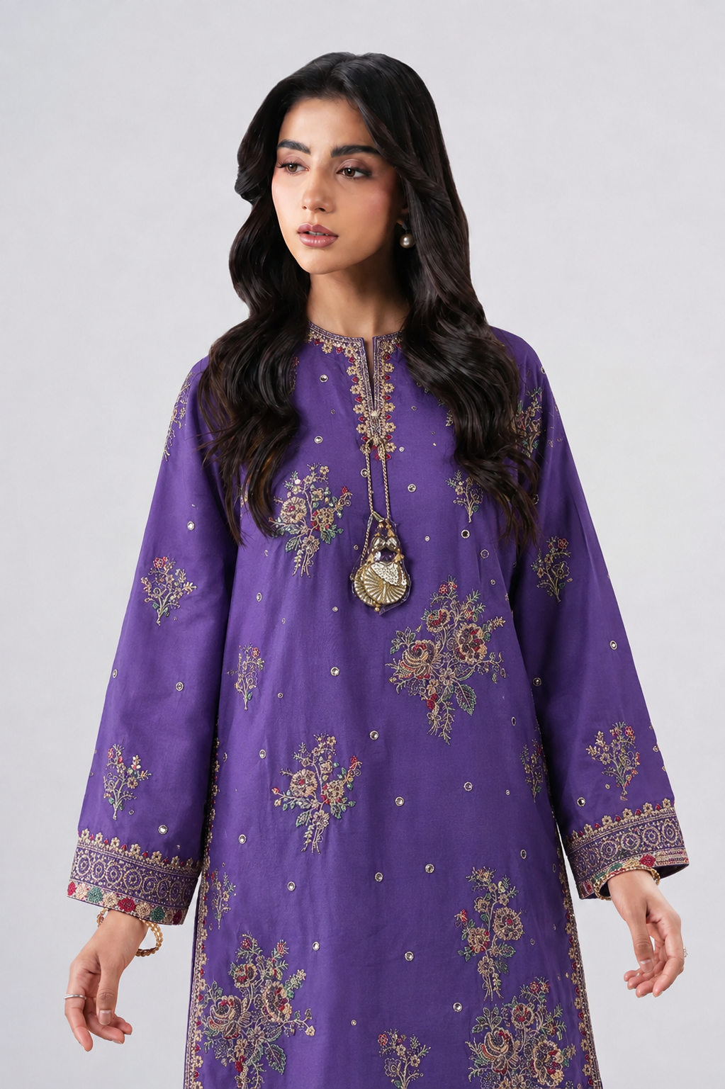 Royal Purple Embroidered 3PC Stitched Suit