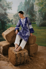 Blue Floral Printed Lawn 3PC Stitched Suit