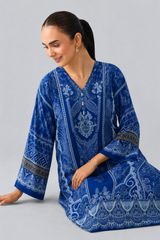 Royal Blue Printed Lawn 3PC Stitched Suit