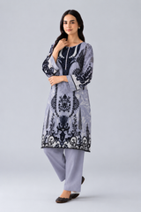 Grey Printed Lawn 3PC Stitched Suit