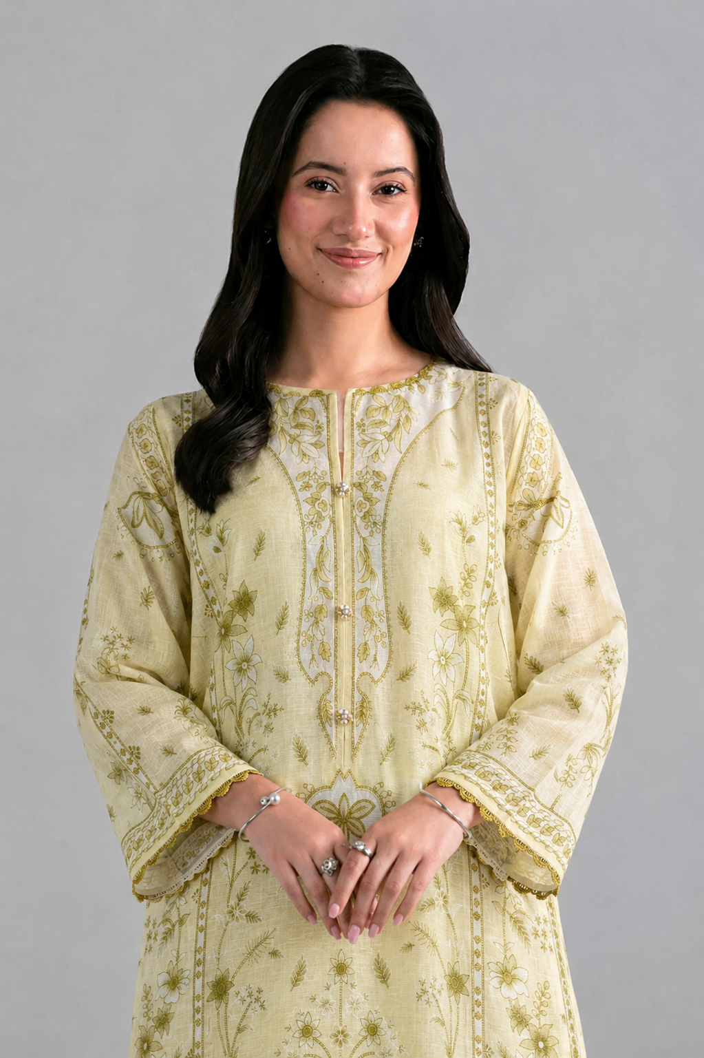 Yellow Printed Lawn 3PC Stitched Suit