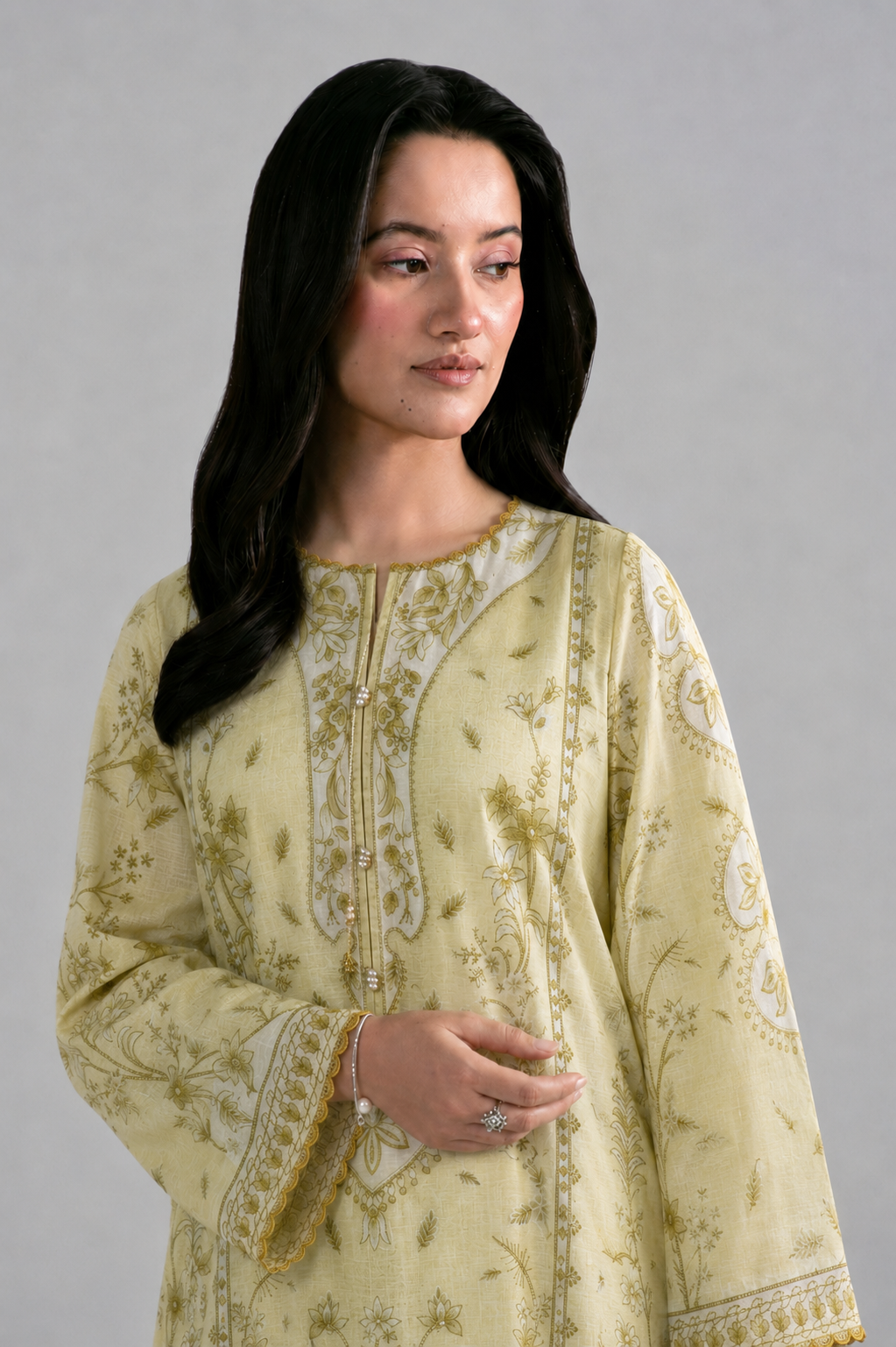 Yellow Printed Lawn 3PC Stitched Suit