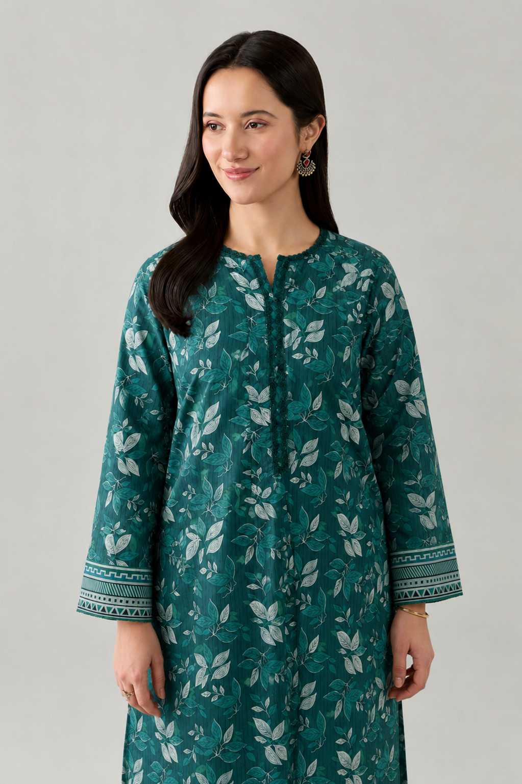 Basic Printed Lawn 3 PCS Suit Stitched