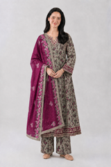 Basic Printed Lawn 3 PCS Suit Stitched