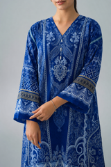 Royal Blue Printed Lawn 3PC Stitched Suit
