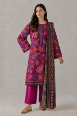 Basic Printed Lawn 3 PCS Suit Stitched