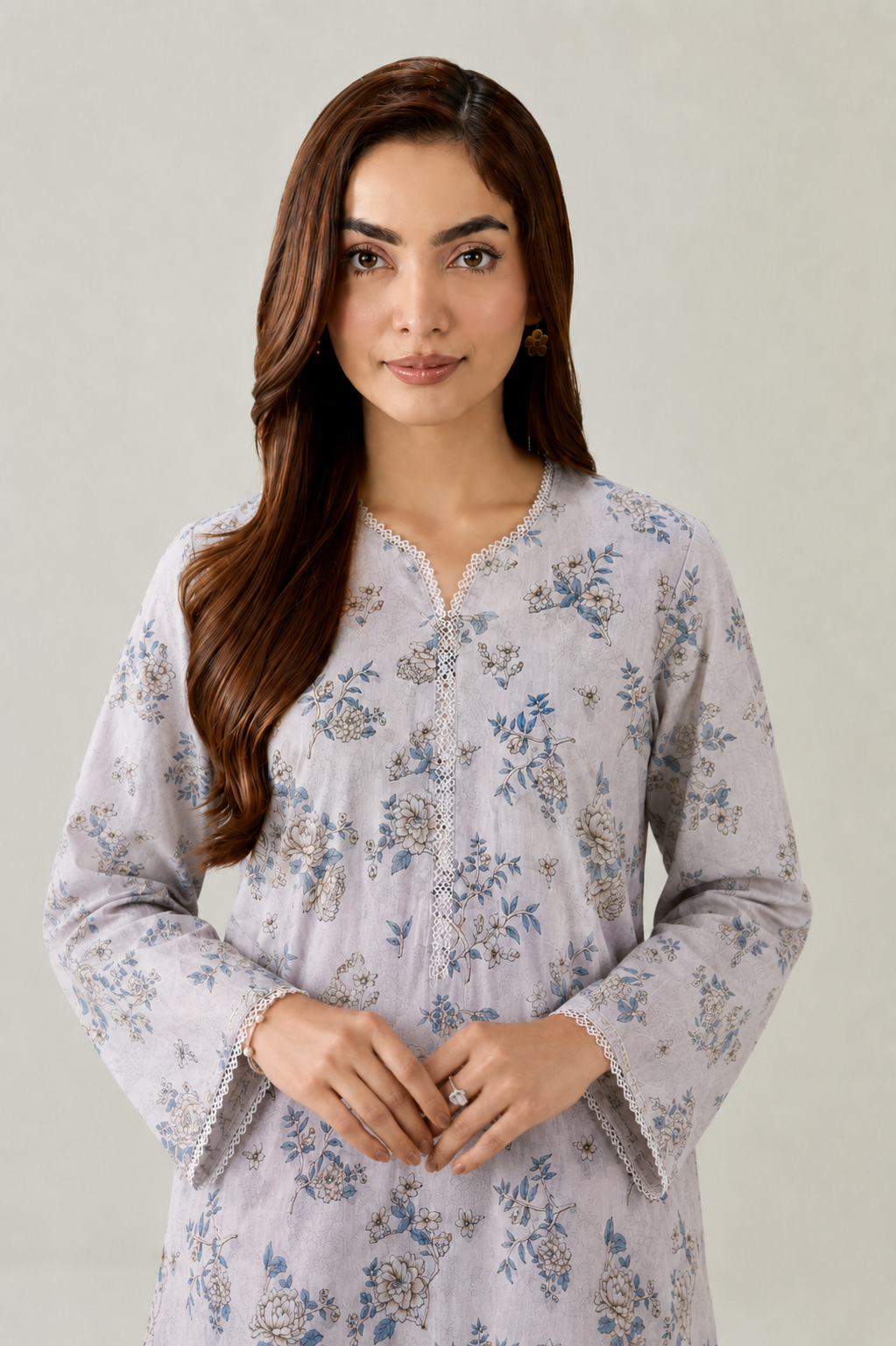 Basic Printed Lawn 3 PCS Suit Stitched