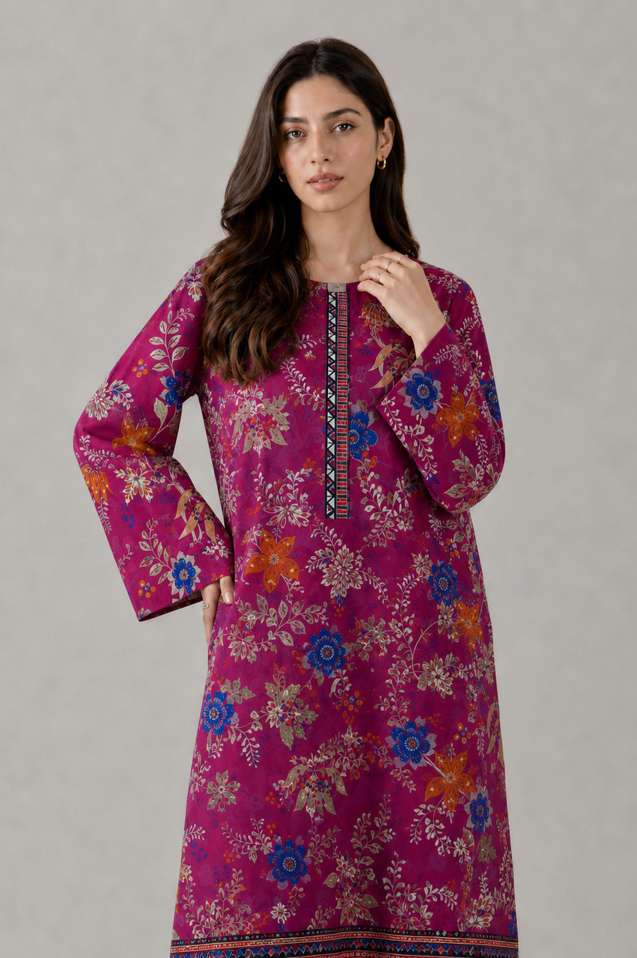 Basic Printed Lawn 3 PCS Suit Stitched
