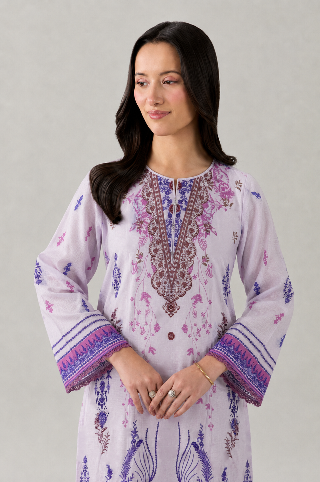 Pink Printed Lawn 3PC Stitched Suit