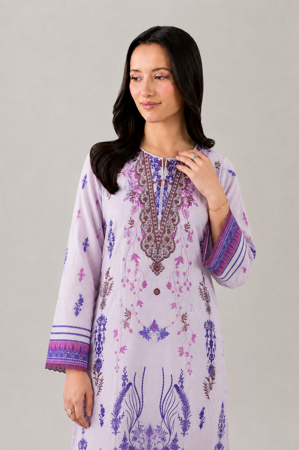 Pink Printed Lawn 3PC Stitched Suit